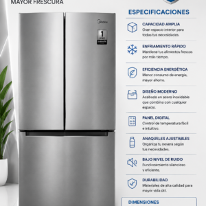 Nevera Midea de 3 puertas