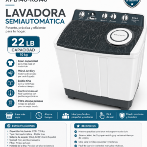 Lavadora Semiautomática KGLG 22 LB Doble Tina con Wind Jet Dry